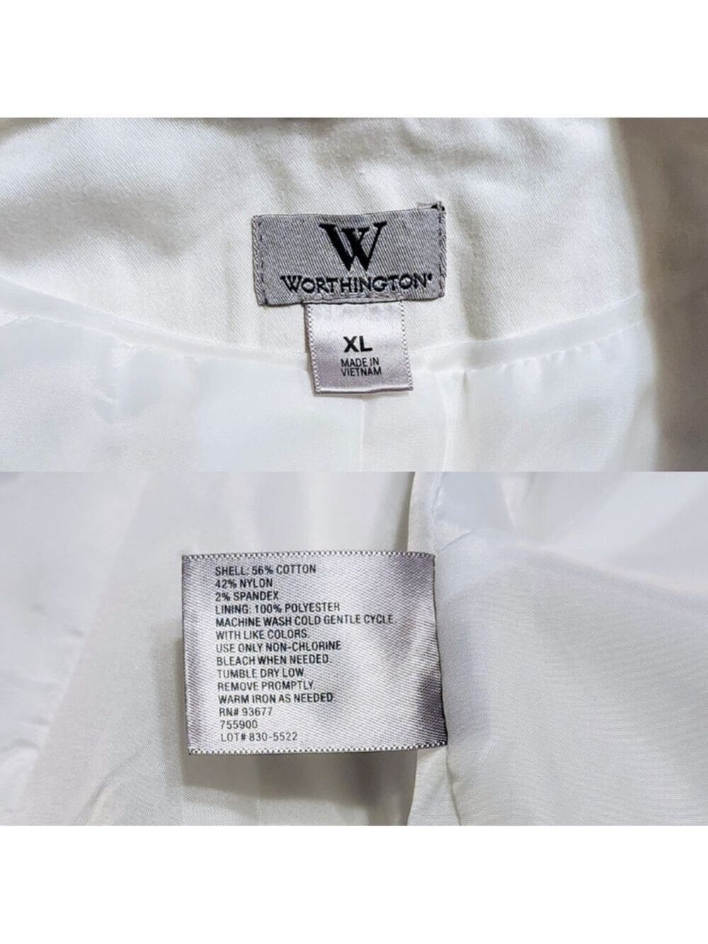 Worthington White Blazer Jacket Open Front Long Sleeve Extra Large - Picture 10 of 11